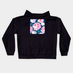 Watercolor peony painting Kids Hoodie